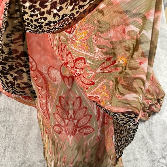 Style & Co Embroidered Leopard Paisley Print Sheer Peasant Blouse Size XL - Picture 5 of 9